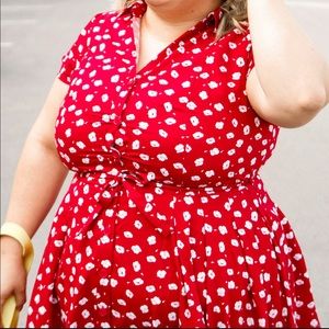 NWOT Red flare floral dress